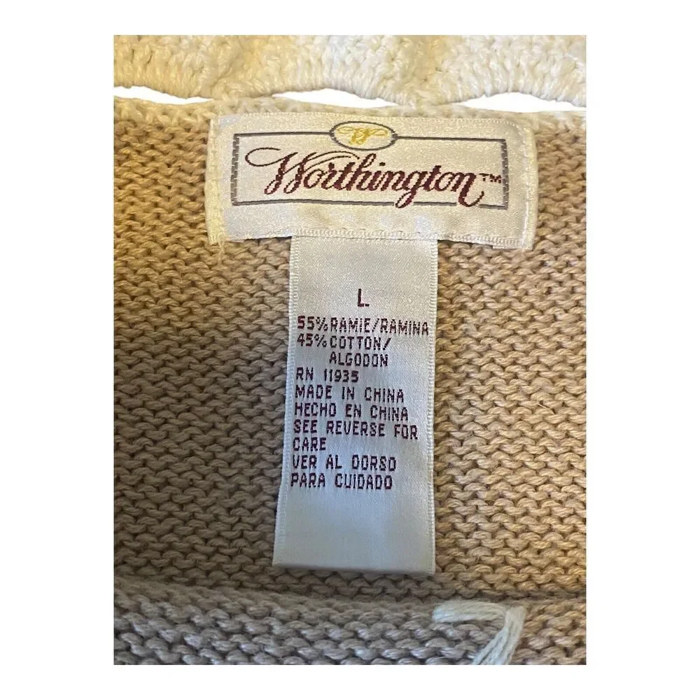 Vintage WORTHINGTON Women's Embroidered Tunic Sweater Large Boho Cottagcore